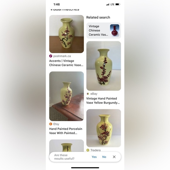 Yellow Floral Vintage Chinese Ceramic Vase. - Picture 2 of 6